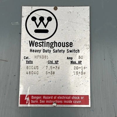 Used Westinghouse HFN361 Misc Industrial Equipment California US | Davliegogo LLC #1710093