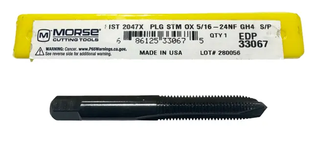 Morse 1/4"-28 HSS Spiral Point Plug Tap 2 Flute GH4 Steam Oxide USA