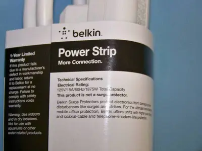 (2) Belkin 6-Outlet Power Strips - White - NEW IN PACKAGING