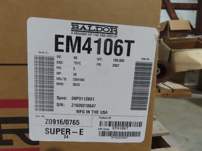 new surplus 20 hp Baldor Electric Motor