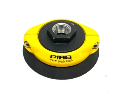 F75.20.07ND | Piab  Flat Vacuum Suction Cup Black G3/8" w/ Mesh Filter - Used