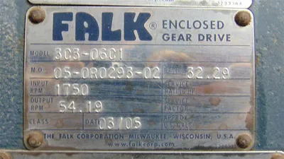 Falk Enclosed Gear Drive Model 3C3-06C1 Ratio 32.29 IRPM 1750 ORPM 54.19 Used