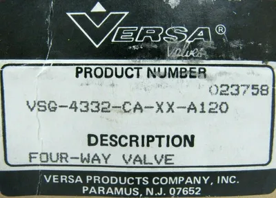 NEW VERSA VALVES VSG-4332-CA-XX-A120 SOLENOID VALVE VSG4332CAXXA120