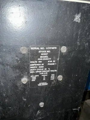 20 KVA MILLER MODEL #SSW-2040ATT ROCKER ARM SPOT WELDER & SINGLE PHASE POWER SOURCE: YOBRO #25342