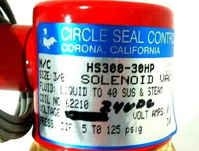 NEW CIRCLE SEAL CONTROLS HS300-30HP SOLENOID VALVE HS30030HP
