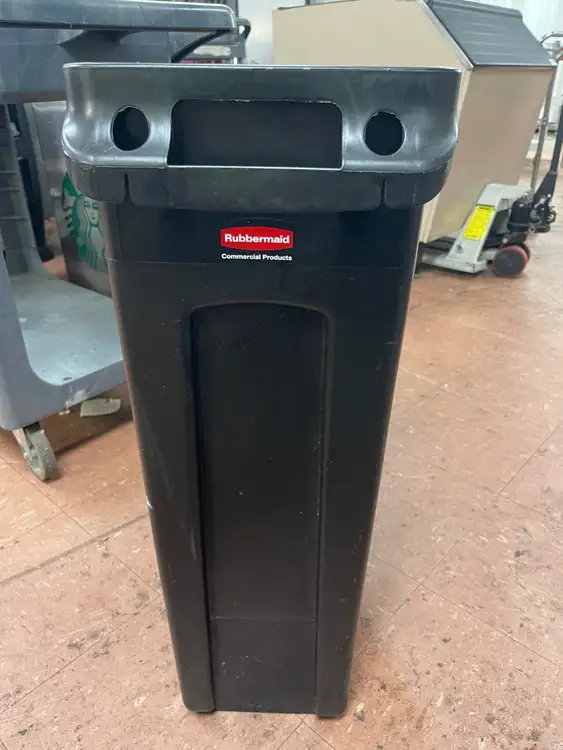 Used Rubbermaid Used Rubbermaid 23 Gallon Slim Jim Black Rectangular Trash Can Bins Illinois US | Falcon Restaurant Supply #1376059