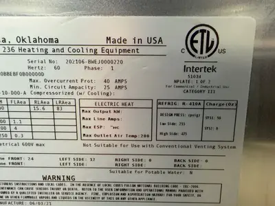 USED AAON DANDELION WVA036E014AA0JC