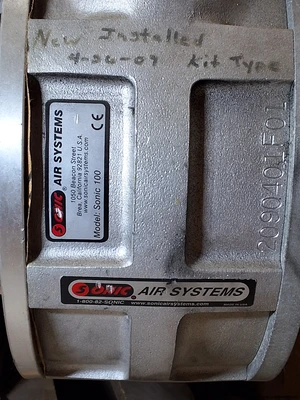 BALDOR CMM3314T INDUSTRIAL MOTOR WITH SONIC AIR SYSTEMS SONIC 100 BLOWER
