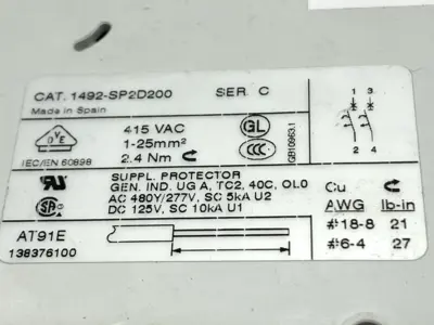 USED ALLEN-BRADLEY 1492-SP2D200 SER. C