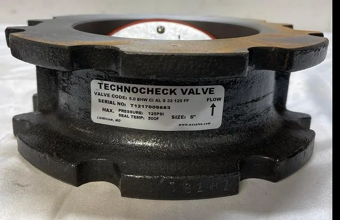 New | in-Stock TECHNOCHECK TECHNOCHECK VALVE. CODE :5.0 EHW CI AL S 32 125FF T1217009883 125PSI 500F SIZE 5” Pump & Valve Parts | ND Industrial Surplus #1215479