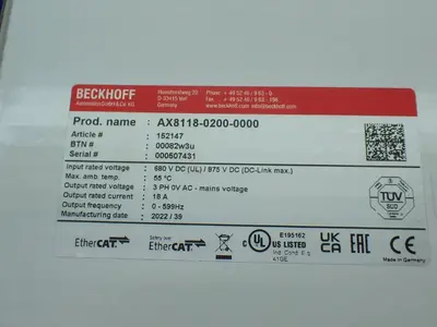 NEW BECKHOFF AX811802000000
