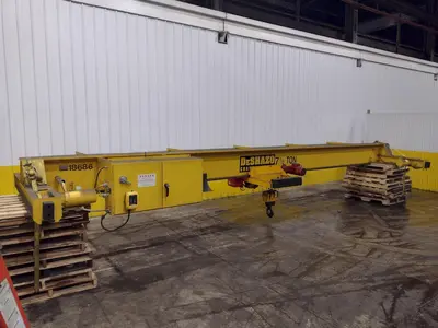 7.5 TON x 27' DESHAZO SINGLE GIRDER TOP RUNNING BRIDGE CRANE WITH STREET UNDERSLUNG HOIST: YOBRO 24991