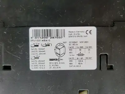 Used Siemens 3RV1031-4EA10 SIRIUS Motor Starter Unit Starters South Carolina US | Palmetto Automation #1520710