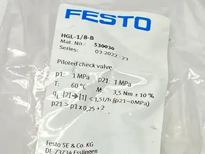 NEW FESTO 530030 PILOTED NON-RETURN CHECK VALVE