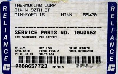 NEW RELIANCE ELECTRIC B78Q0698M-SU MOTOR 2HP 1725 RPM 3 PHASE 460V B78Q0698MSU