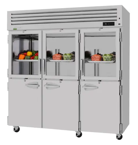 Turbo Air PRO-77R-GSH-N 78" Three Section Reach-In Refrigerator, (3) Solid Doors & (3) Glass Doors, 115v