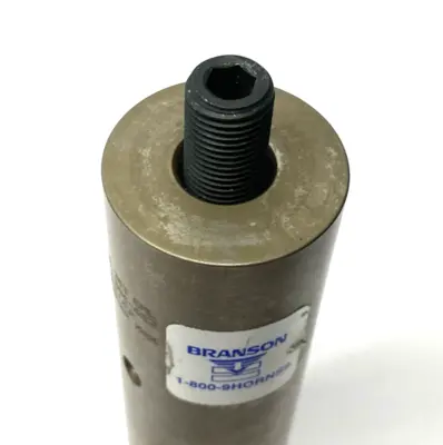 USED BRANSON ULTRASONIC HORN SILVER BOOSTER 1-1/2” DIAMETER, SOLID
