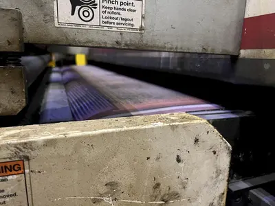 63" MIDWEST AUTOMATION MODEL #N3-6375 3 HEAD WET TYPE BELT DEBURRING GRINDER MACHINE: STOCK 18225