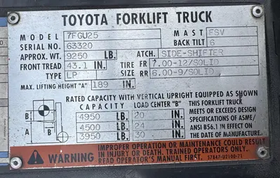 Used TOYOTA 7FGU25 Misc Forklifts Ohio US | CW WOOD MACHINERY #877298