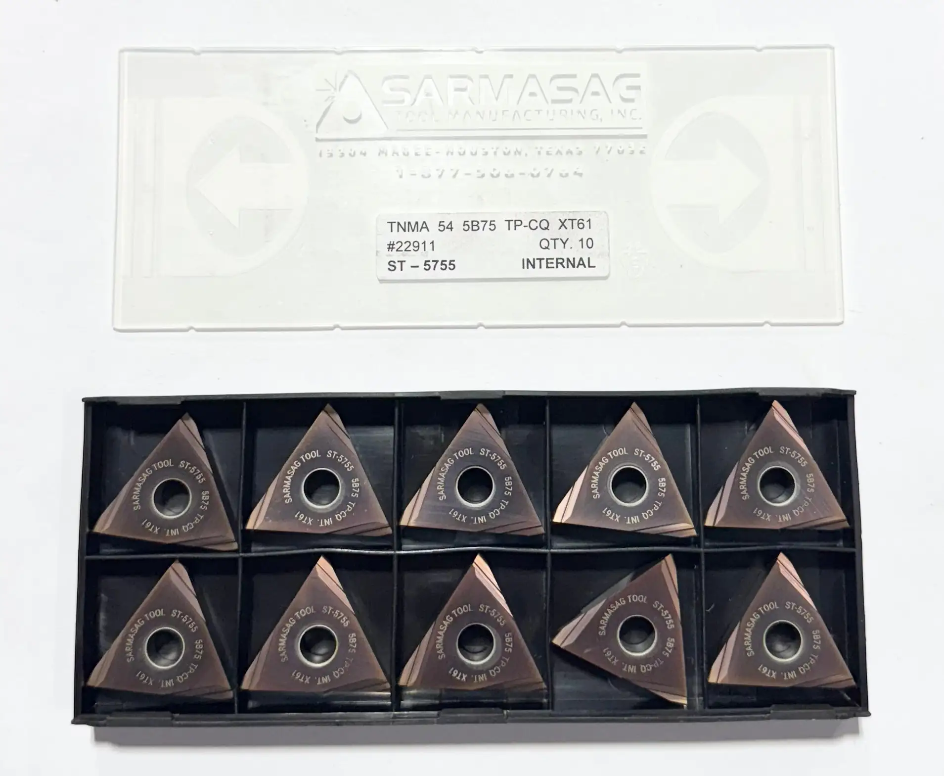 SARMASAG Carbide Insert TNMA 54 5B75 TP-CQ XT61 Thread Turning Inserts 10 Pack