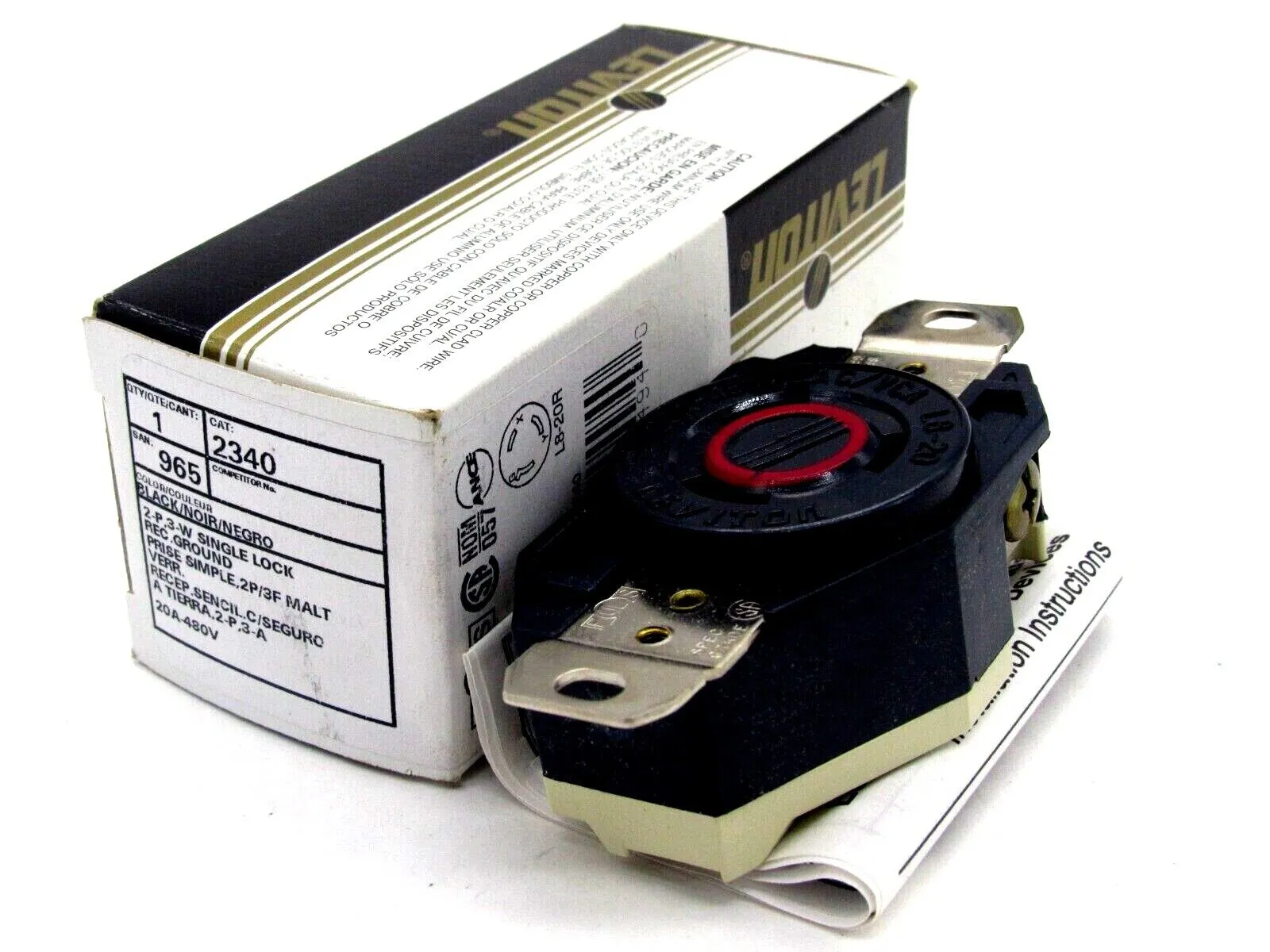 NEW LEVITON 2340 RECEPTACLE 20AMP 480V