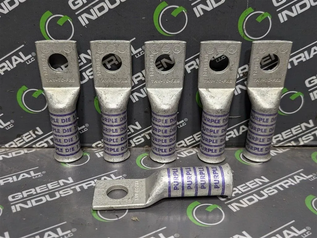 Lot of 6 Burndy YAV-TC-FXB Long Barrel Compression Terminals 35kV Max. New