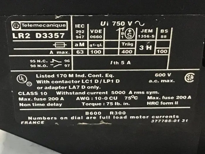 Used TELEMECANIQUE LR2D3353 Relays & Switches Michigan US | Ideal Machinery #600123