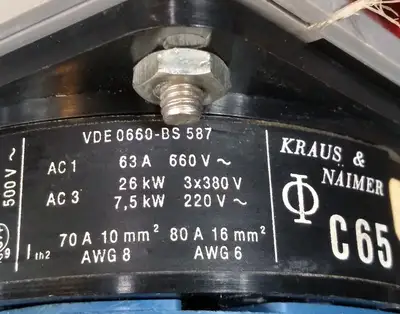 Kraus & Naimer VDE 0660-BS587 Rotary Switch Loc4E17