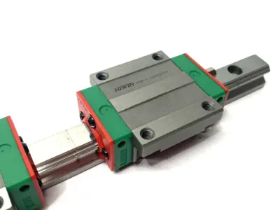 USED HIWIN LINEAR GUIDEWAY BLOCK AND RAIL, 2-BLOCKS, 220MM RAIL