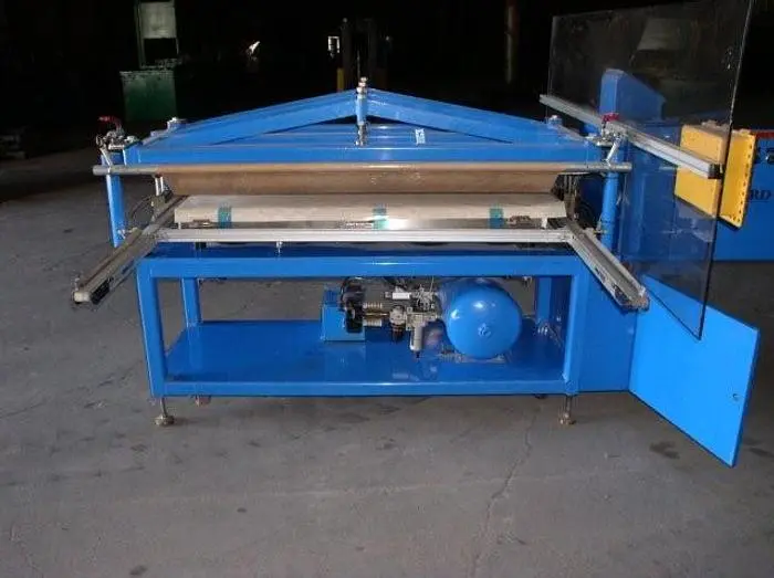 15 Ton WARD Up-Acting Pneumatic Lamination Press; 24" x 54" Bed; Heated Platens; Mfg. 2000