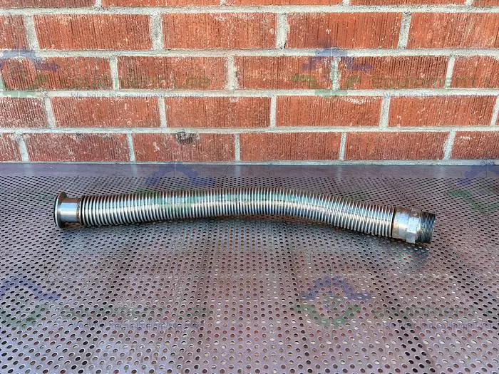 Used STAINLESS STEEL FLEXIBLE VACUUM 30" HOSE W/ 3" VACUUM FITTING TO 2" THREADED Hoses | Equipment Lab #486869