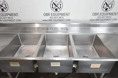 104” HEAVY DUTY THREE COMPARTMENT WITH 2 DRAINBOARD STAINLESS STEEL SINK (LOCAL PICK UP ONLY)