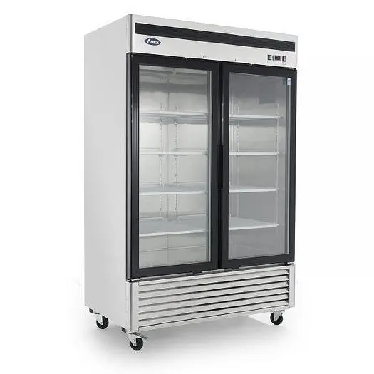 2 glass door upright display freezer