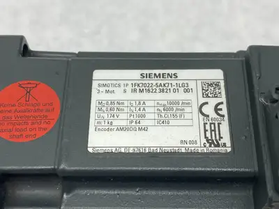 USED SIEMENS SIMOTICS S SYNCHRONOUS SERVO MOTOR 1FK7