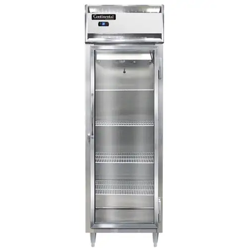 Continental D1RSNSAGD 26" One Section Reach In Refrigerator, (1) Right Hinge Glass Door, Top Compressor, 115v