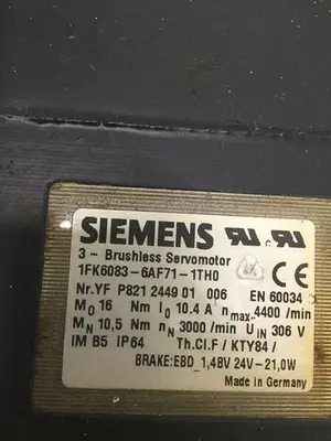 USED SIEMENS 1FK6083-6AF71-1TH0 WG