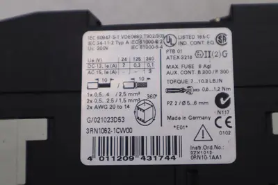 SIEMENS 3RN1062-1CW00 THERMISTOR MOTOR PROTECTION CIRCUIT STOCK K-3837