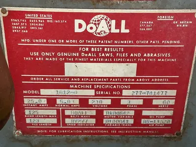 Used DOALL DBW15 Vertical Band Saws Ohio US | HGR 24 #1545809