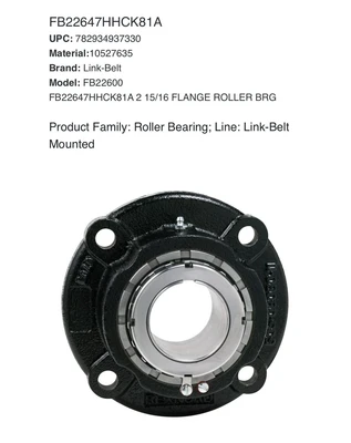 New | in-Stock Rexnord Link-Belt FB22647HHCK81A Bearings Indiana US | J&J Industrial Supply #1455745