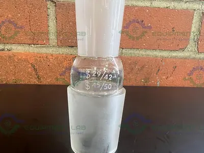 USED CHEMGLASS CG-1000-14 LOWER INNER 45/50 TOP OUTER  29/42 GLASS REDUCER ADAPTER