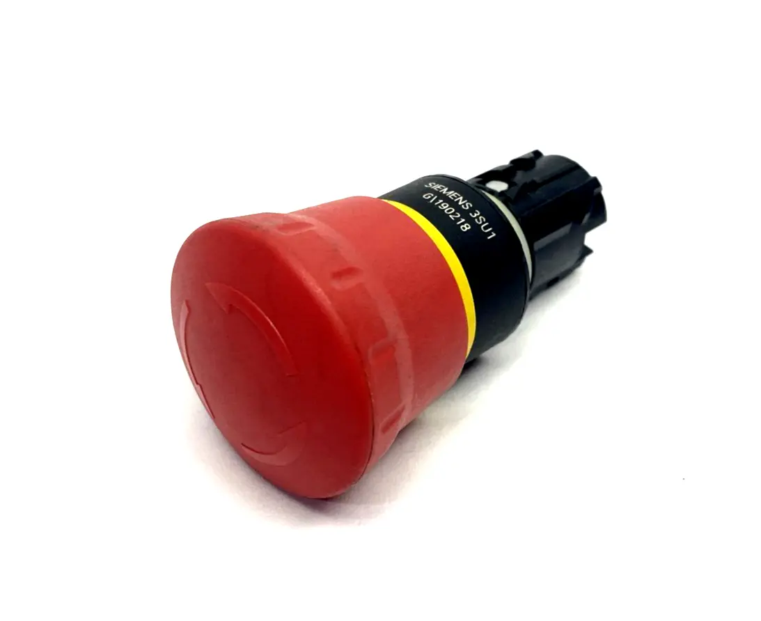 3SU10001HB200AA0 | Siemens  Emergency Stop Mushroom Pushbutton, Rotate-To-Unlatch - Used