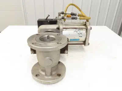 Jamesbury ST-200 3" Stainless Flanged Ball Valve + Air Actuator & Positioner