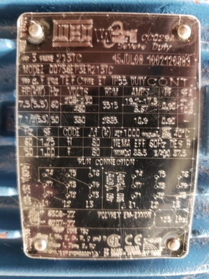 WEG 7.5 Hp, 3515 Rpm, 213TC Frame Motor