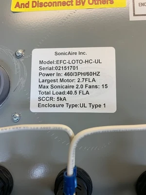 SCE-14128ELJ Enclosure W/EFC Lock-Out Tag Out Panel&Sonicaire Model:EFC-LOTOHCUL