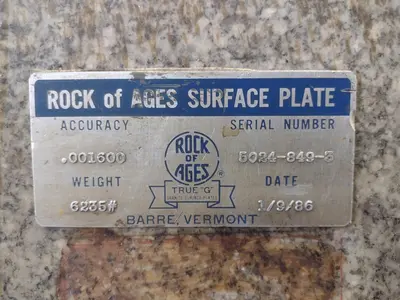 8' X 4' X 14" ROCK OF AGES PRECISION LAYOUT INSPECTION GRANITE TABLE: STOCK #23794