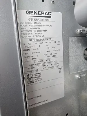 NEW 2022 GENERAC SDC020