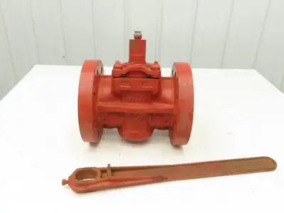 Rockwell Nordstrom 500 CWP 4 Plug Valve 4" Cast Iron 10" Flange 8 Hole W Wrench