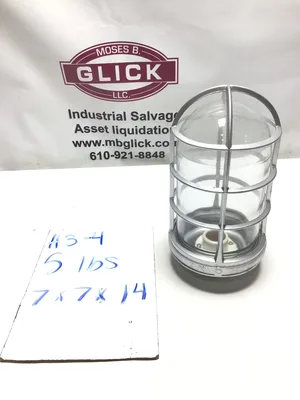 VINTAGE VGU-2 VAPORPROOF CEILING FIXTURE W/GLASS GLOBE & CAGE
