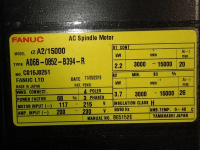 Used 2019 FANUC A06B0852B394R Servo Motors | HGR 24 #730726