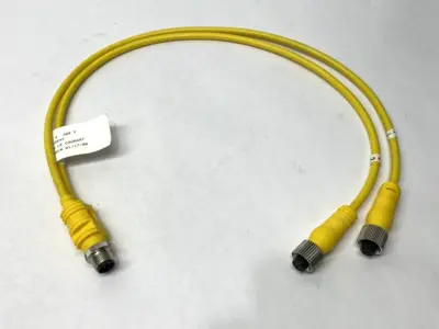 USED MENCOM Y-SPLITTER CONNECTOR CORDSET MALE TO 2X FEMALE M12 4A